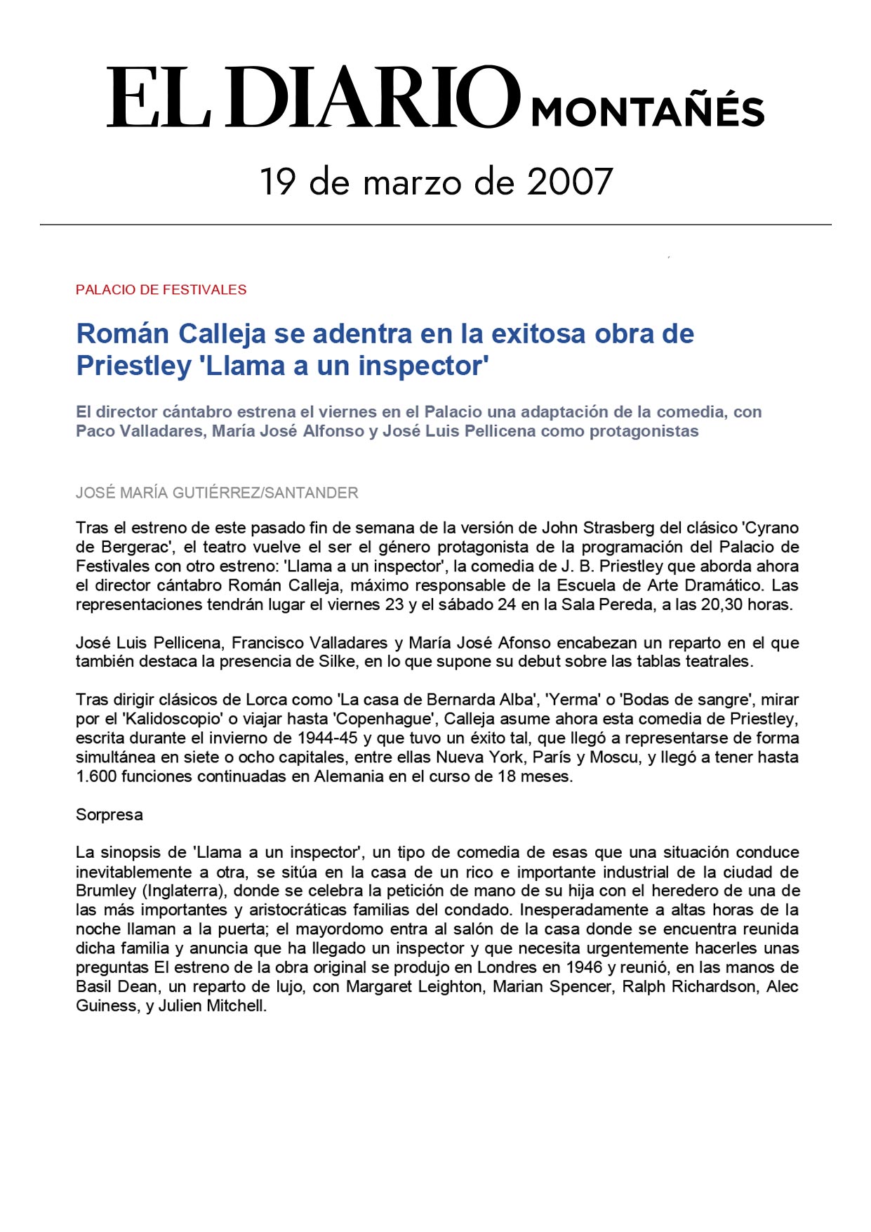 El Diario Montañés - 19/03/2007