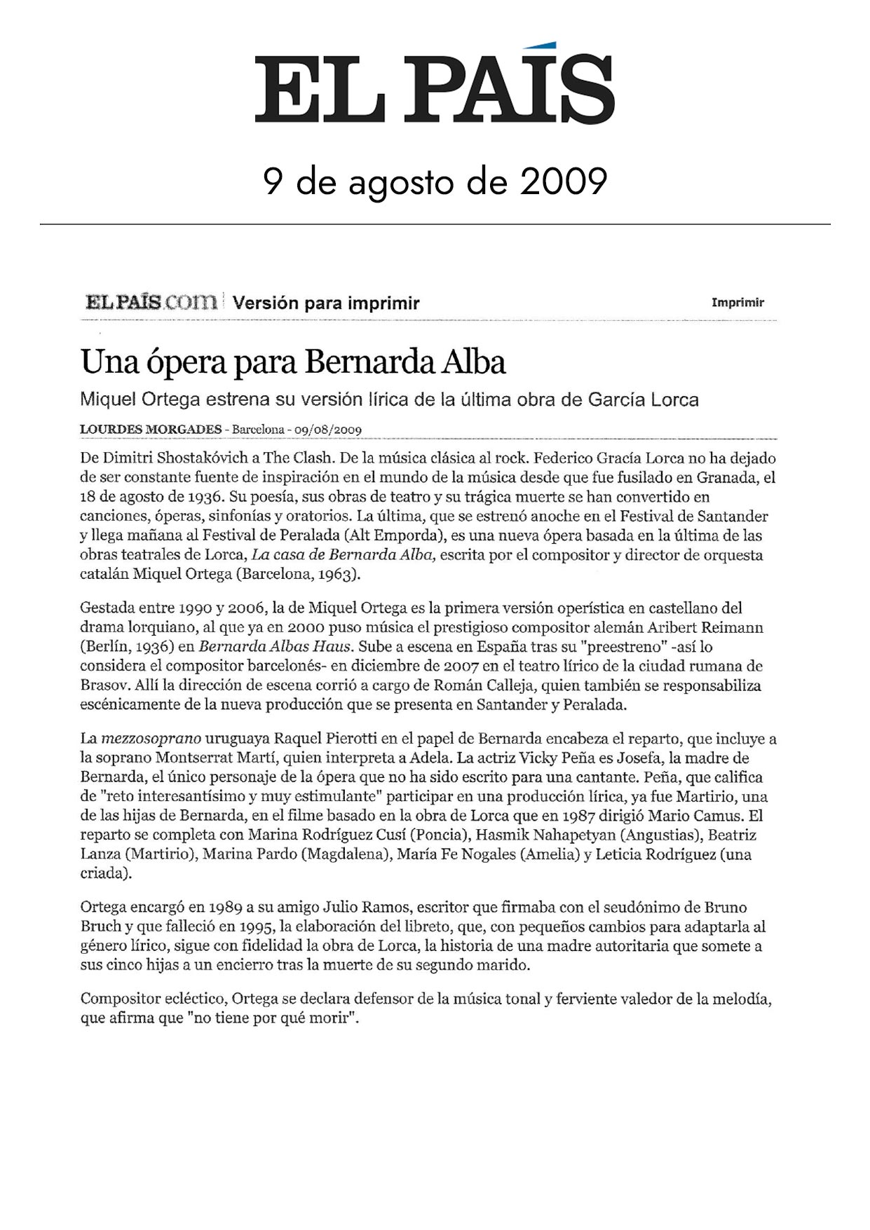 El País - 09/08/2009