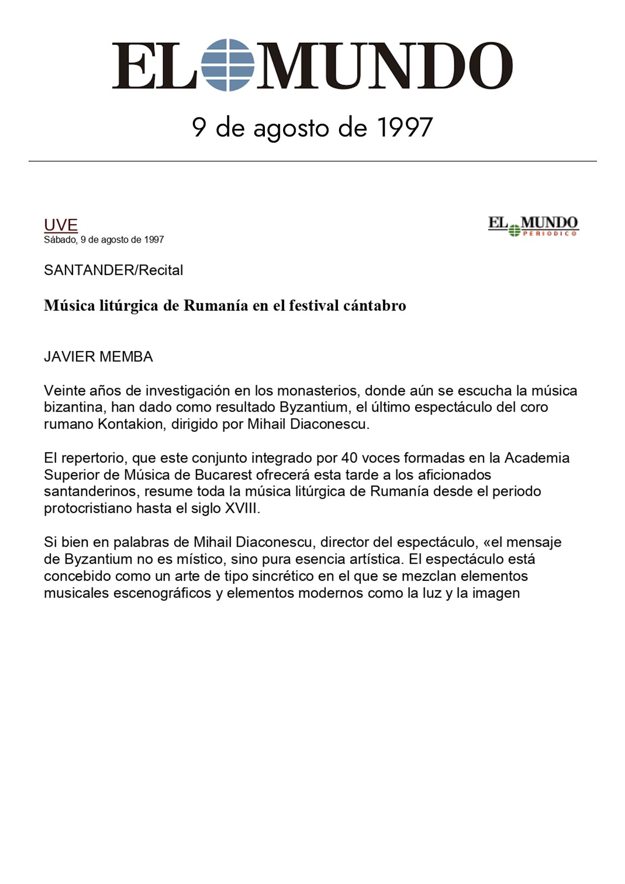 El Mundo - 09/08/1997
